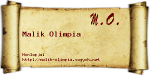 Malik Olimpia névjegykártya